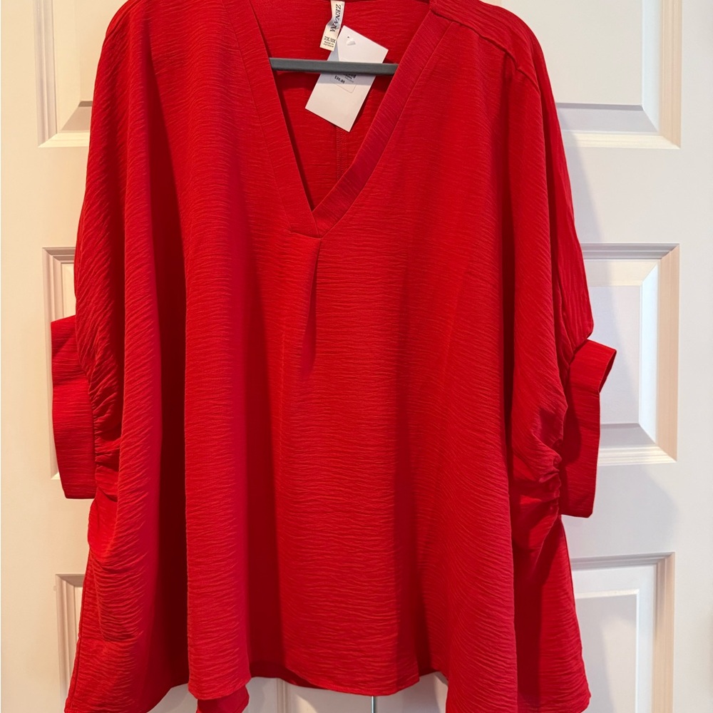 Zenana Outfitters Bold Red V-Neck Tunic